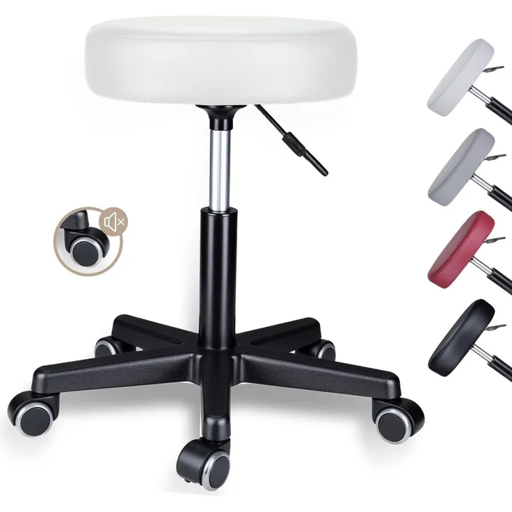 Zedelmaier Hocker Drehhocker Bürohocker Barhocker Arbeitshocker Polsterung, 44-58cm Höhenverstellbarer, 360°drehbar mit 5 Rollen – Bild 1