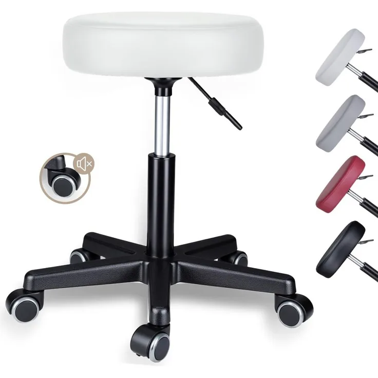 Zedelmaier Hocker Drehhocker Bürohocker Barhocker Arbeitshocker Polsterung, 44-58cm Höhenverstellbarer, 360°drehbar mit 5 Rollen