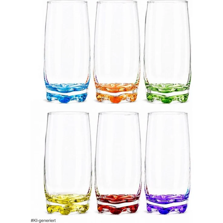 LAV Gläser-Set 6x Trinkgläser / Saftgläser / Wassergläser / Longdrinkgläser, 6-tlg, Füllmenge 350ml / 6 verschiedene Farben – Bild 2