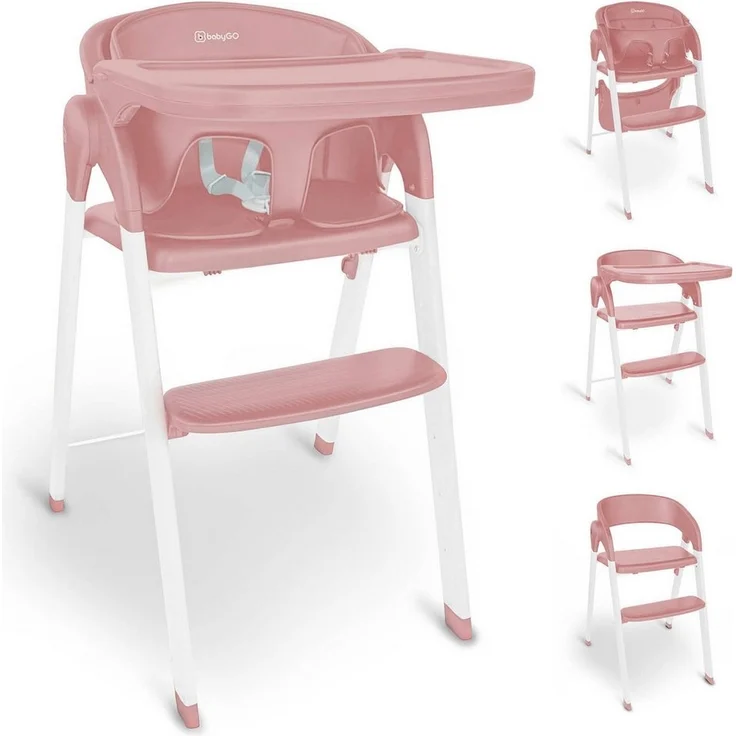 BabyGo Levels Hochstuhl inkl. Essbrett rose/white – Bild 1