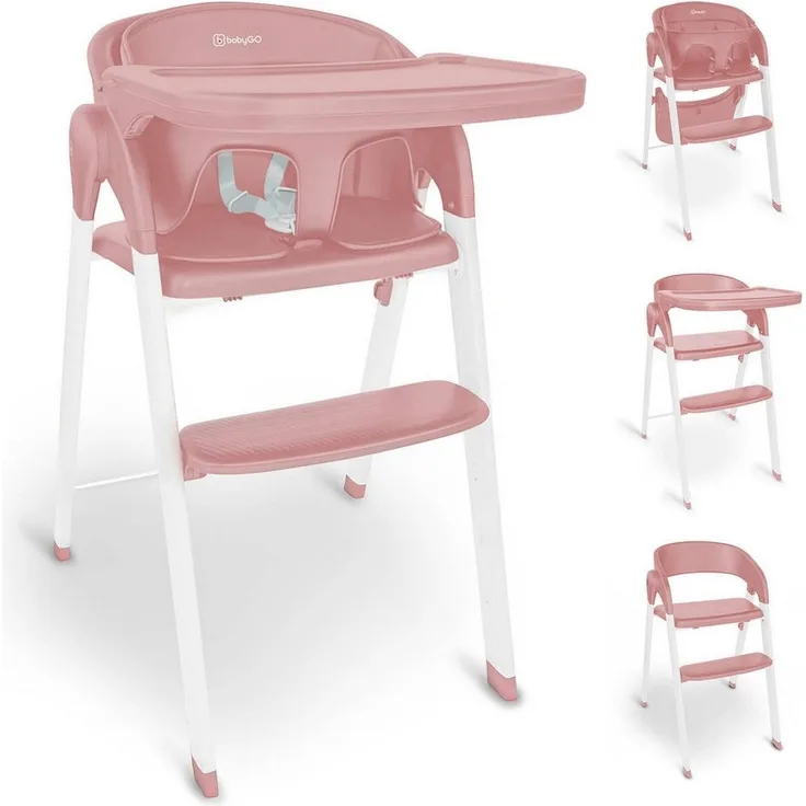 BabyGo Levels Hochstuhl inkl. Essbrett rose/white