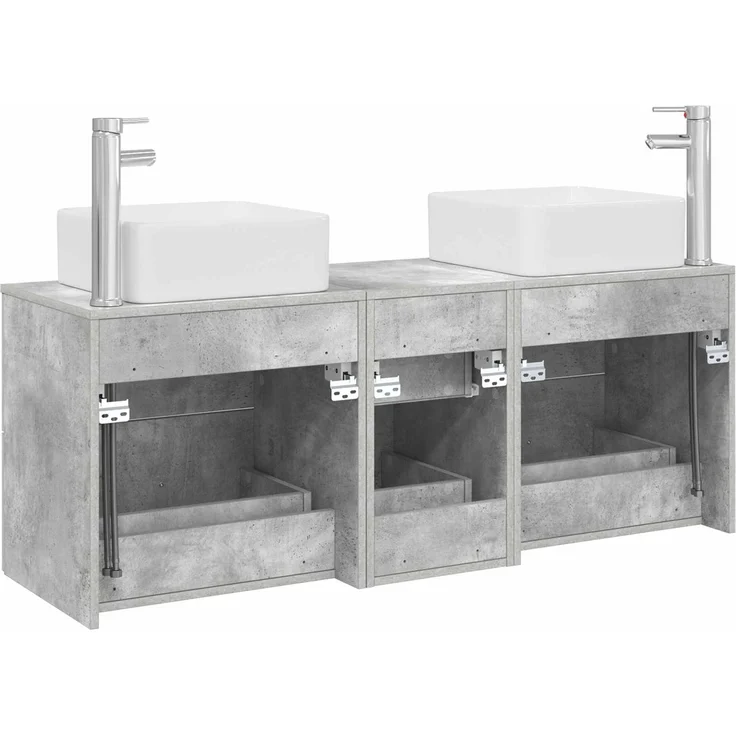 vidaXL Badezimmerschrank-Set 3 stk. Betongrau 129 x 41 x 80 cm 3405830 – Bild 7
