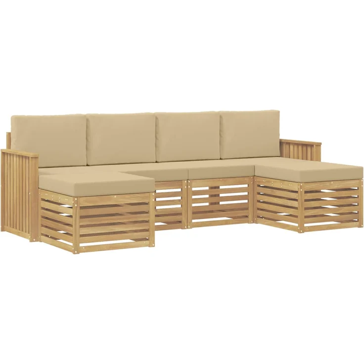 vidaXL Outdoor-Sofagarnitur 6 stk. 6-Sitzer Weiß und Beige Polyester 3392273 – Bild 2