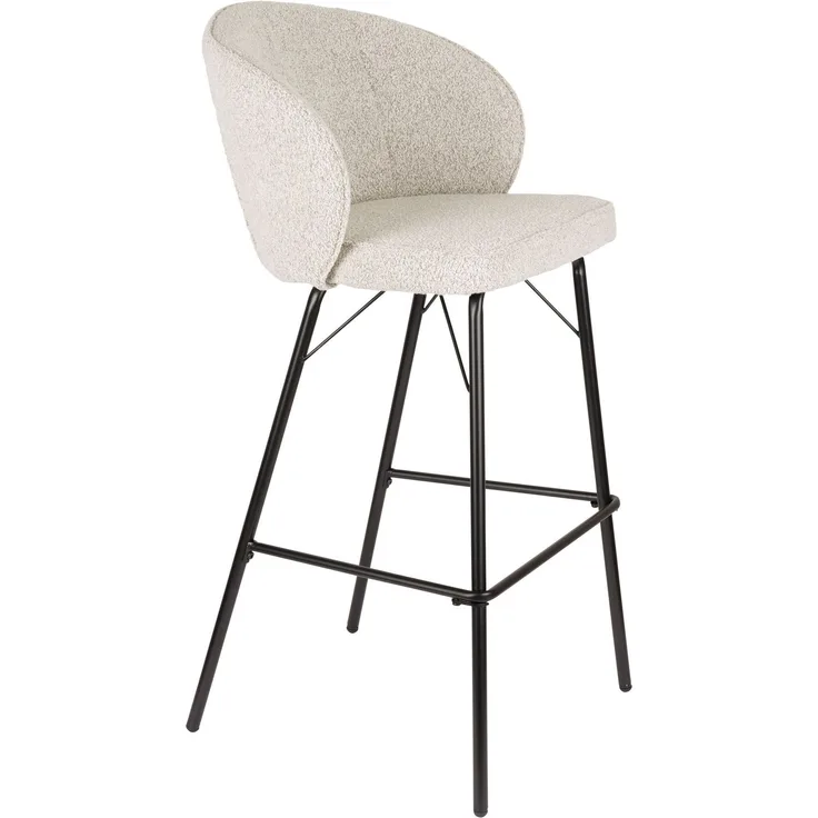 Barhocker Joa im 2er-Set, Beige mit Metallgestell für Küche & Bar 52x50x100 cm