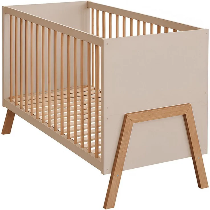 Baby-Delux Babybett Juna Kiefer umbaugitter, Kinderbett 60x120 umbaubar Schutzgitter Matratze – Bild 3