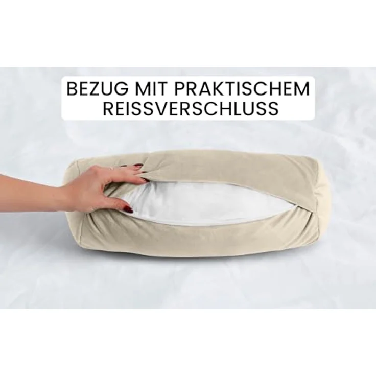 Amilian Nackenrolle 15x40 cm mit Bezug - Kissenrolle - Bettrolle - Nackenstütze, Nackenrolle mit Bezug, ideal als Sofakissen, Kissen, Dekokissen, dekoratives Lagerungskissen für Sofa und Bett – Bild 3