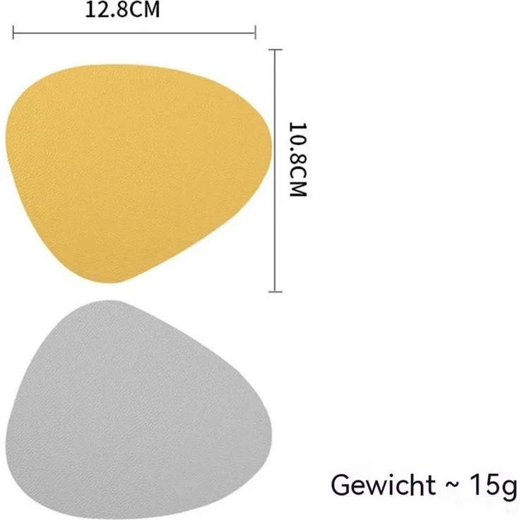 GLIESE Platzset Tischsets und Untersetzer aus Leder Grau-Gelb 4er-Set, abwaschbare, (4-St)