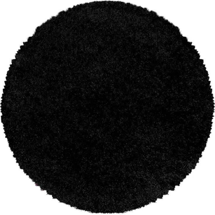 Carpetsale24 Shaggy Hochflor Teppich Wohnzimmer 160 cm Rund Schwarz - Modern Flauschiger Teppich Extra Weich, Pflegeleicht und Einfarbig - Ideal als Teppich für Schlafzimmer, Esszimmer und Küche – Bild 1