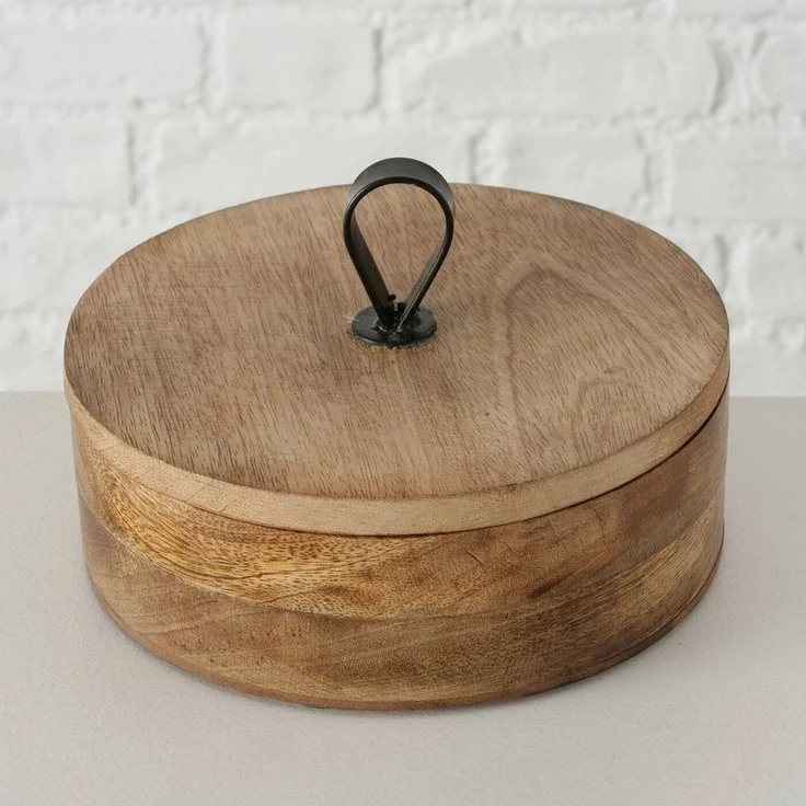 Runde Box KABIR, Mangoholz, Ø 19 cm – Bild 2