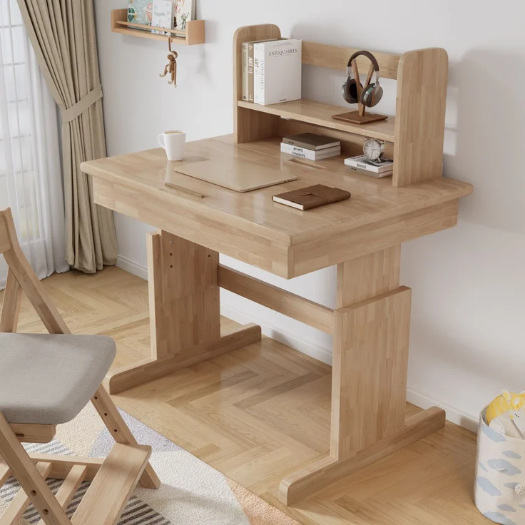 ZUBALIYA klappbare Tischplatte / Kindertisch, mit sicherheitszertifiziert und buchstütze, fürs Kinderzimmer, Massivholz, Samt, Natur – Bild 2