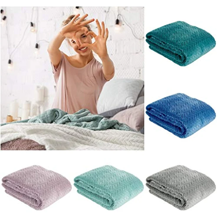 Wohndecke Kuscheldecke Decke MICROFASER Sofadecke Tagesdecke CINDY 170X210 cm silber – Bild 2