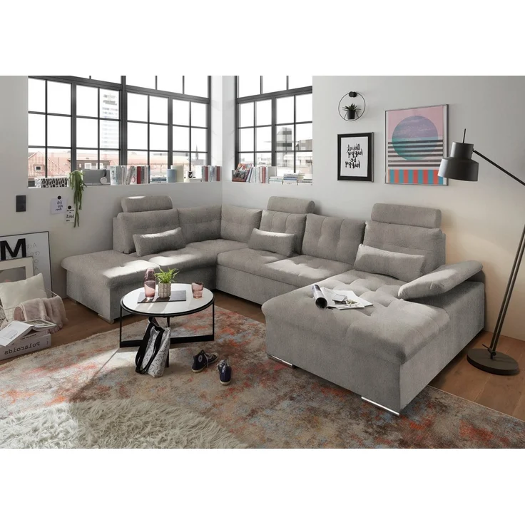 Couch in Taupe - Schlaffunktion und Bettkasten - Medan XXL – Bild 1