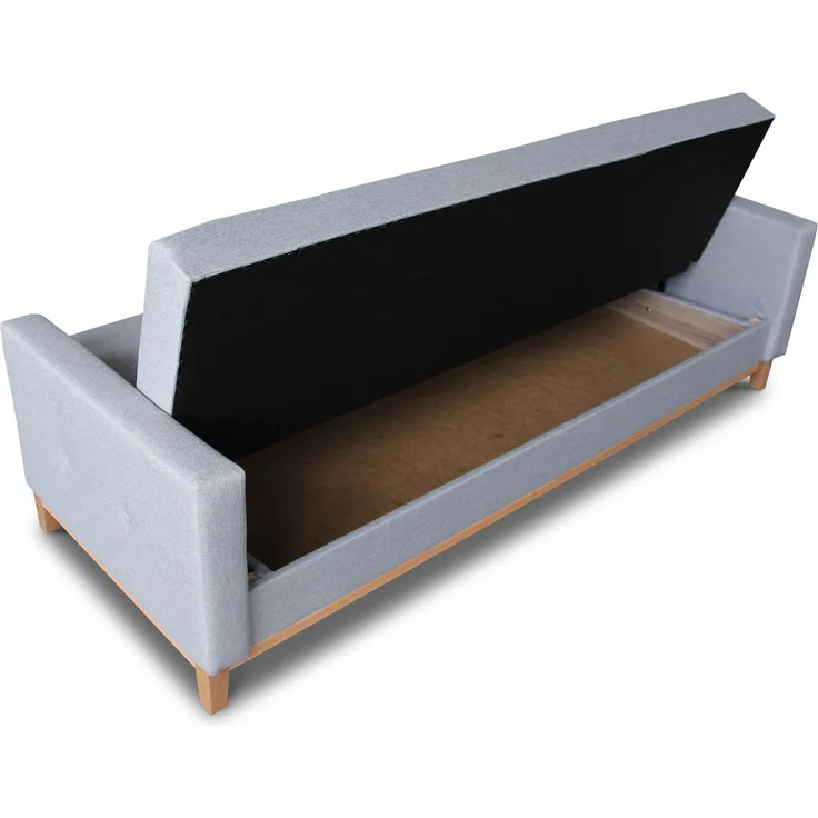 Sofa Wood mit Schlaffunktion - Schlafsofa mit Bettkasten, Bettsofa, Massivholz, Polstersofa mit Holzfüße (Pink (Twist 16)) – Bild 4