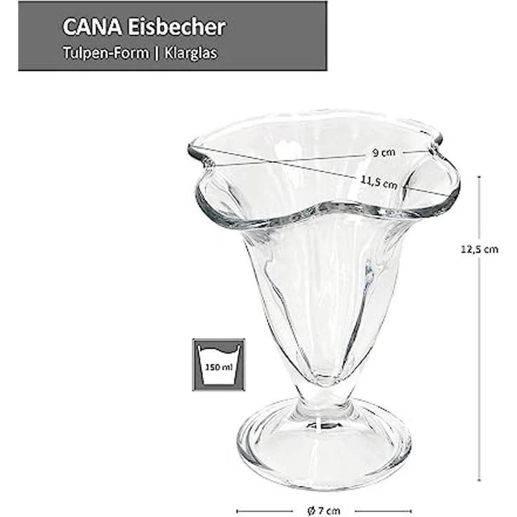 MamboCat Eisschale 6x CANA Eisbecher mit Fuß 150ml Dessert-Schale, Glas – Bild 5