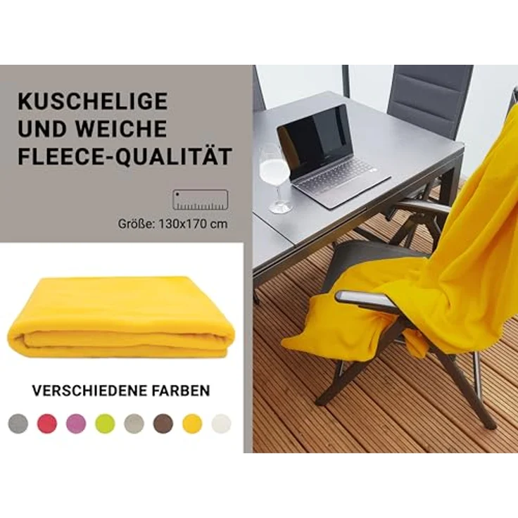 Zollner Kuscheldecke, Gelb, 130x170 cm, Oeko-Tex® Standard 100, Pflegeleicht und Gemütlich – Bild 4