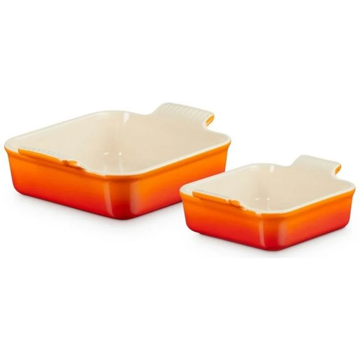 LE CREUSET Auflaufform Auflaufform Tradition quadratisch ofenrot 2tlg, Steinzeug – Bild 4