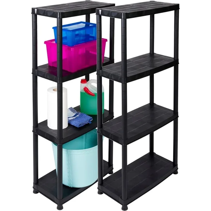 Set: 2 x KREHER Haushaltsregal 12" mit vier geschlossenen Böden in Schwarz