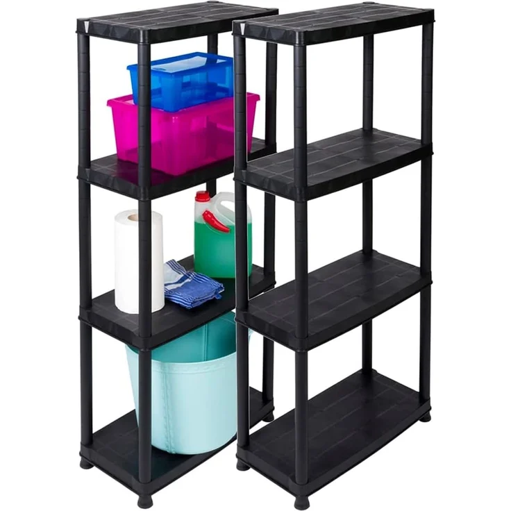 Set: 2 x KREHER Haushaltsregal 12" mit vier geschlossenen Böden in Schwarz – Bild 1