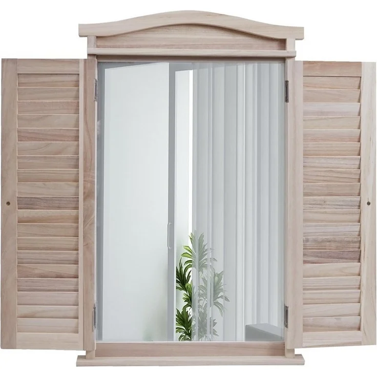 MCW Wandspiegel Spiegel (1-St), Fensterladenoptik, Einfache Wandmontage durch 2 Aufhängeösen – Bild 1