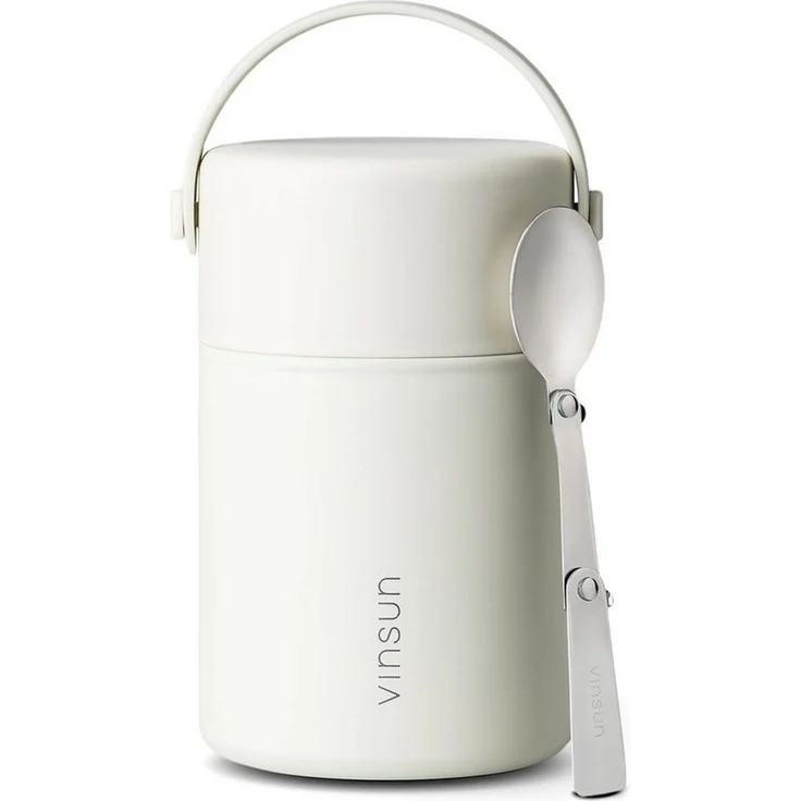 Vinsun Lunchbox Thermobehälter für Essen 800ml inkl. Löffel, doppelwandig isoliert, Edelstahl, BPA frei, auslaufsicher, bruchfest, für warme und kalte Speisen – Bild 1