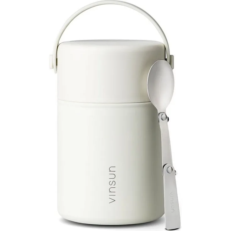 Vinsun Lunchbox Thermobehälter für Essen 800ml inkl. Löffel, doppelwandig isoliert, Edelstahl, BPA frei, auslaufsicher, bruchfest, für warme und kalte Speisen