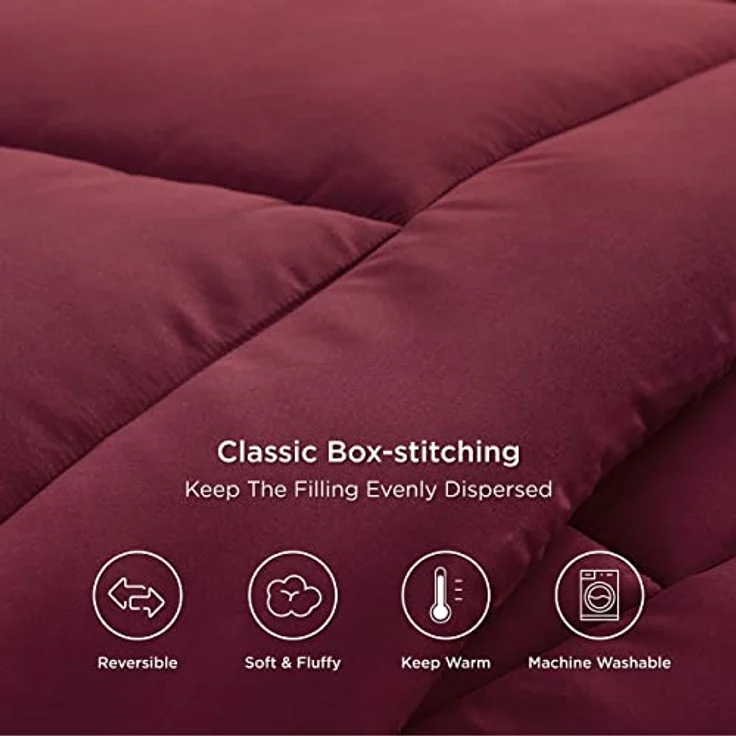 BEDSURE Bettdecke 200x200 Winterdecke 450gsm - Warm Winterdecke 200x200 cm für Winter, Waschbar Dicke Winterbettdecke, Rot – Bild 4