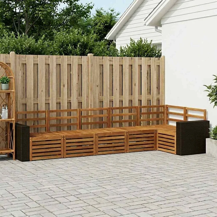 vidaXL Outdoor-Sofagarnitur 6 stk. 6-Sitzer Natur Massivholz Akazie 3384420 – Bild 1