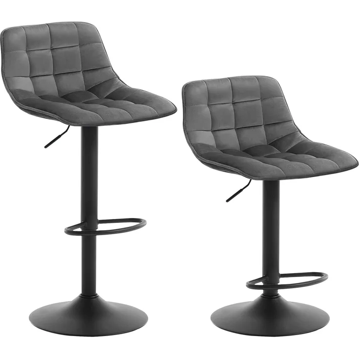 WOLTU BH273dgr-2 2er-Set Barhocker Küchenstuhl Barstuhl mit Rückenlehne und Einstellgriff, höhenverstellbar & 360° drehbar, Tresenhocker Bar Hocker aus hochwertigem Samt und Metall, Dunkelgrau