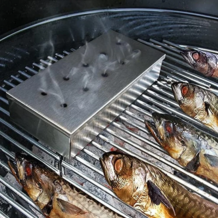 Wenco Premium Räucherbox, 20 x 9,5 x 4 cm, Edelstahl, Hitzebeständig, Smokebox für Gasgrill und Holzkohlegrill, Silber – Bild 5