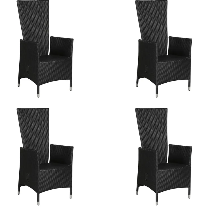 4x Gartenstuhl Joops Garten Terrasse Stuhl Set Stühle höhenverstellbar schwarz