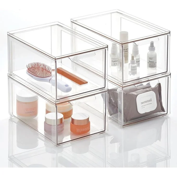 mDesign Aufbewahrungsbox Organizer Schubladenbox 4er-Set stapelbar Transparent – Bild 9