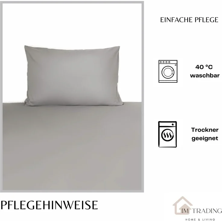 Einfarbige Bettwäschen-Sets für Einzel- und Doppelbetten 100% Baumwolle Anthrazit 155x200 cm – Bild 8