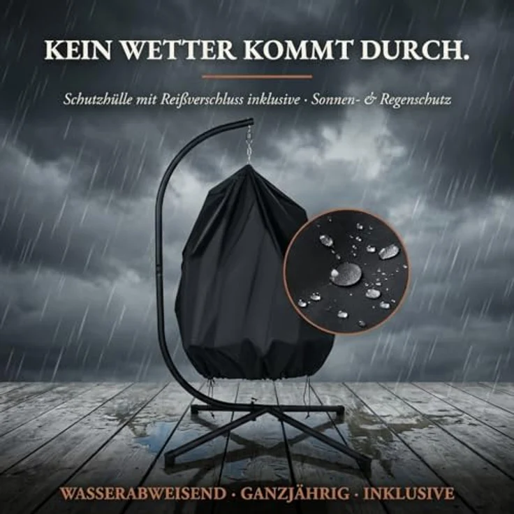 Onbest Hängesessel mit Schutzhülle 130kg 360° drehbar höhenverstellbar, bequem gepolstert – Bild 6