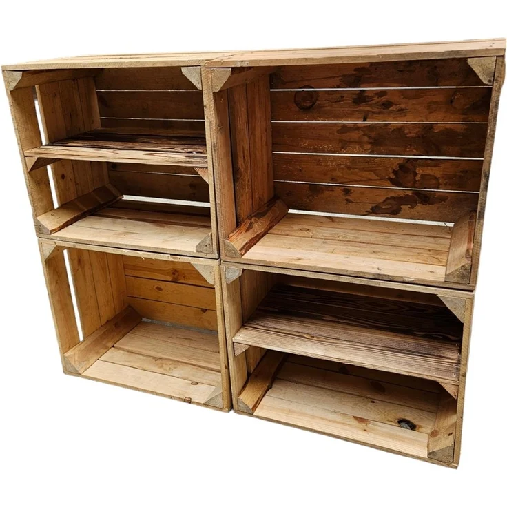 Holzkisten 4er Set 50 x 40 x 30cm mit Regal Lang Vintage Natur – Bild 1