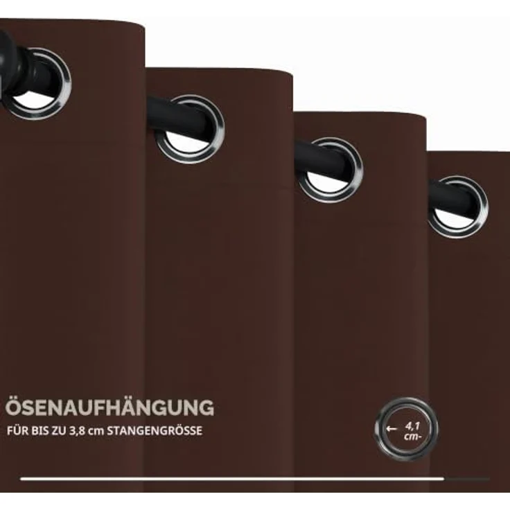Deconovo Abdunklungsvorhang Blickdichte Vorhänge Thermogardine Dunkelbraun | 1 Stück, H290 x B200 cm, Ösenschal, Abdunkelnd, Kälteschutz und Hitzeschutz, Vorhang für Schlafzimmer, Sichtschutz, UV-Schutz – Bild 8