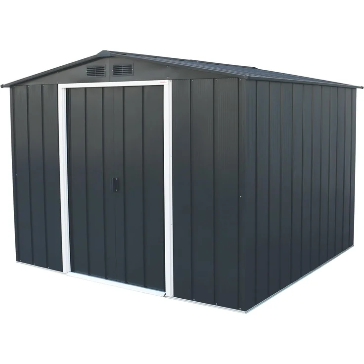 Duramax ECO 8x8 (5.89 m²) Metallgerätehaus, feuerverzinktes Metall gerätehaus - Geräteschuppen, verstärkte Dachkonstruktion, wartungsfreier und wetterfester Metallschuppen, Anthrazit