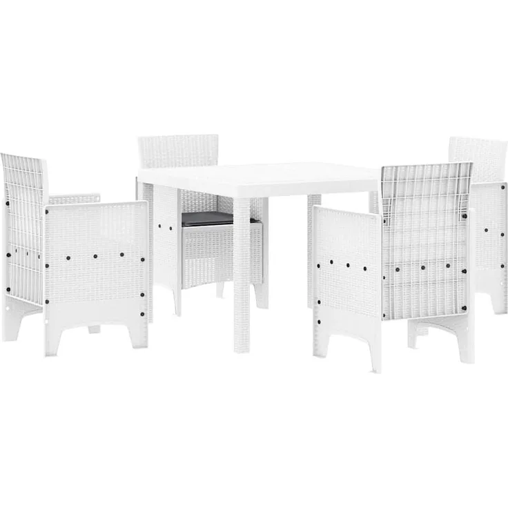 vidaXL Garten Essgruppe 5 pcs Weiß Polypropylen 3378545