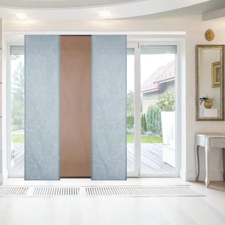 Bestlivings Flächenvorhang Elena 3er Pack "Ausbrenner" 60 x 260 cm (B x H) in Hellblau-Braun inkl. Zubehör, ausgebrannte Motive Schiebevorhang, in vielen Farben