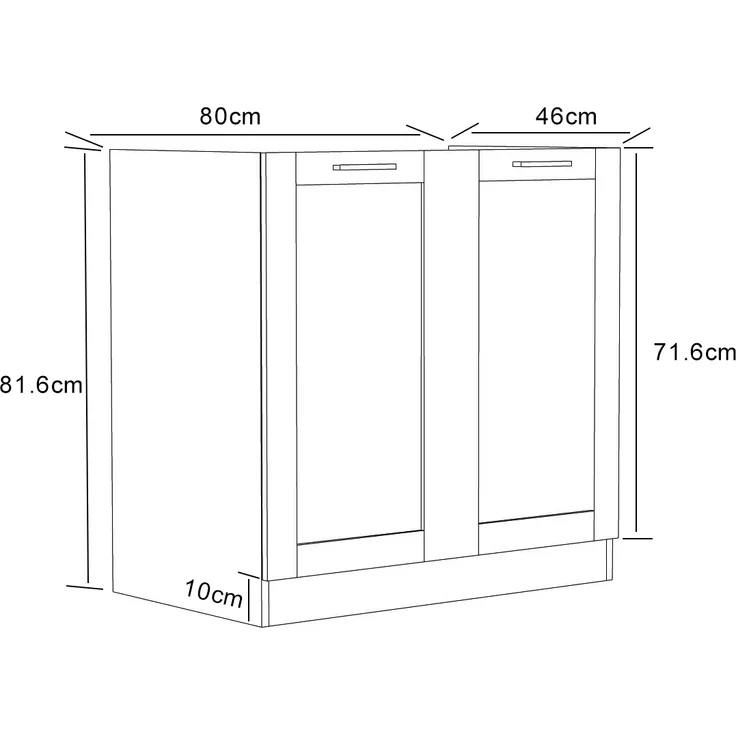 VCM Küchenmöbel Unterschrank Colura 919358 Weiß / Anthrazit H. 82 x B. 80 x T. 46 cm – Bild 5