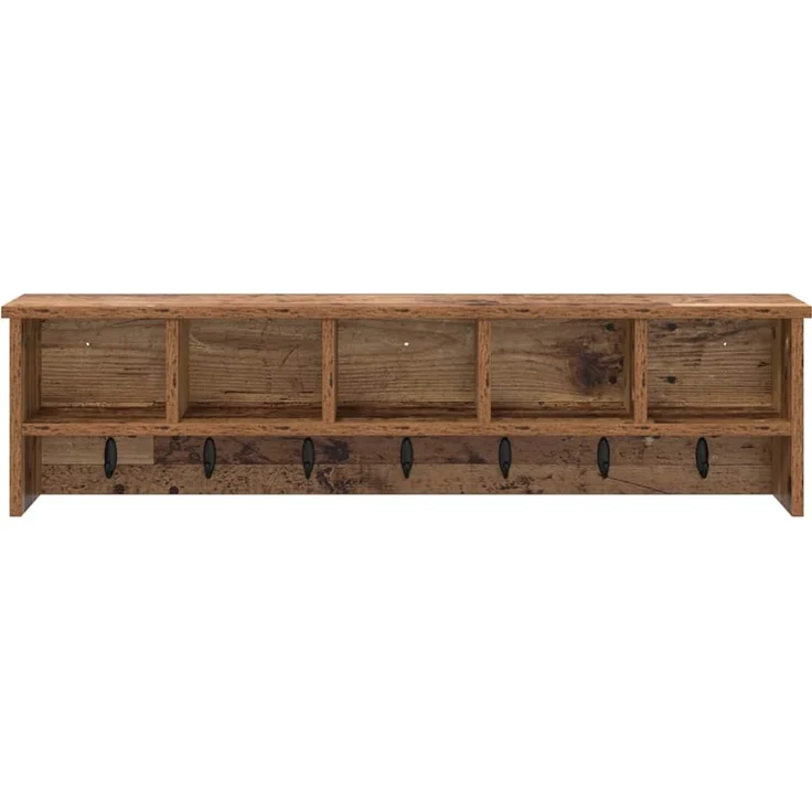 vidaXL Wandmontierter nachttisch mit Regal Altholz 100 x 16 x 26 cm 874329 – Bild 5