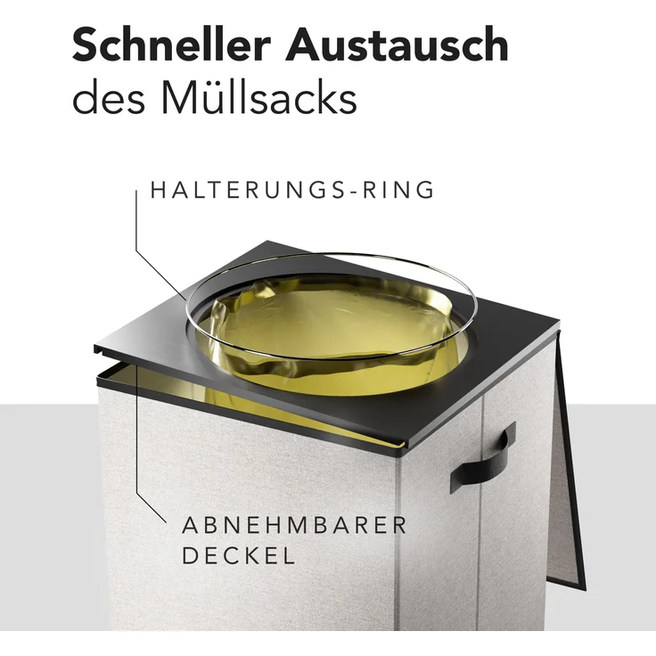 NewHabitat Müllsackständer Gelber Sack Ständer 70L – Gelber Sack Mülleimer mit Klappdeckel, Grau – Bild 4