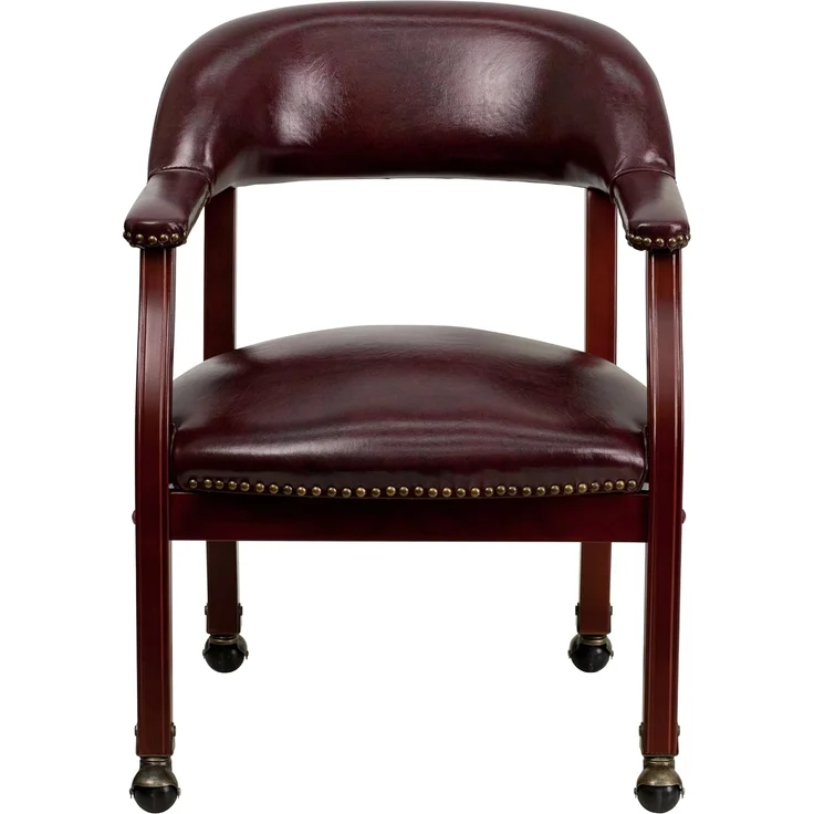 Flash Furniture Sarah Oxblood Konferenzstuhl, Vinyl, luxuriös, mit Akzent-Nagelbesatz und Rollen – Bild 8