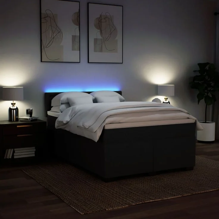 vidaXL Boxspringbett mit Matratze Schwarz 140x190 cm Stoff 3288199 – Bild 5