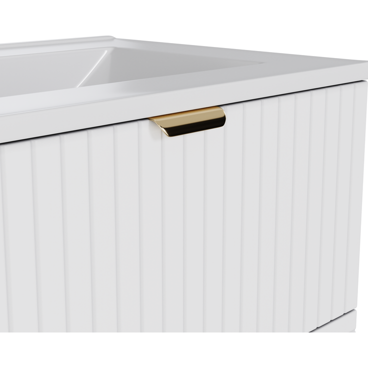 Wandhängender Waschtisch 61x46x57 cm mit Keramikbecken und zwei Schubladen, Weiß – Bild 8