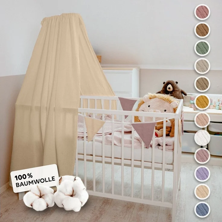 lilimaus Betthimmel Babybett Himmel aus 100% Musselin - luftiger Baldachin (1-tlg), behaglicher Rückzugsort im Babybett - sanft zu zarter Babyhaut – Bild 1