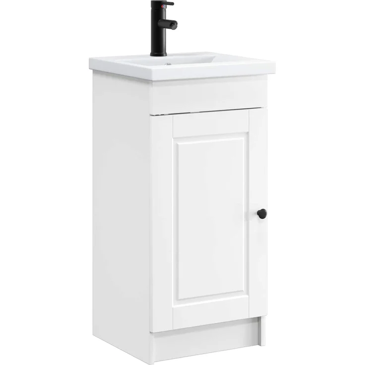 vidaXL Badezimmerschrank mit Waschbecken Weiß 42 x 40 x 84,5 cm 890054 – Bild 1