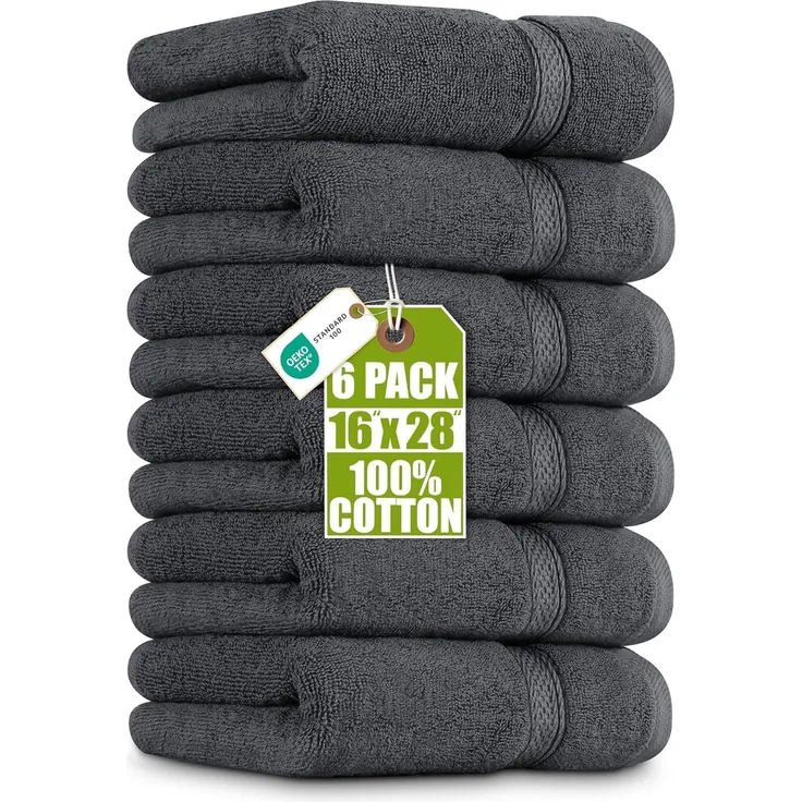 Utopia Towels - Handtücher Set aus Baumwolle - 100% Baumwolle ultraweich und sehr saugfähig, 41x71 cm - 6er Pack (Grau)