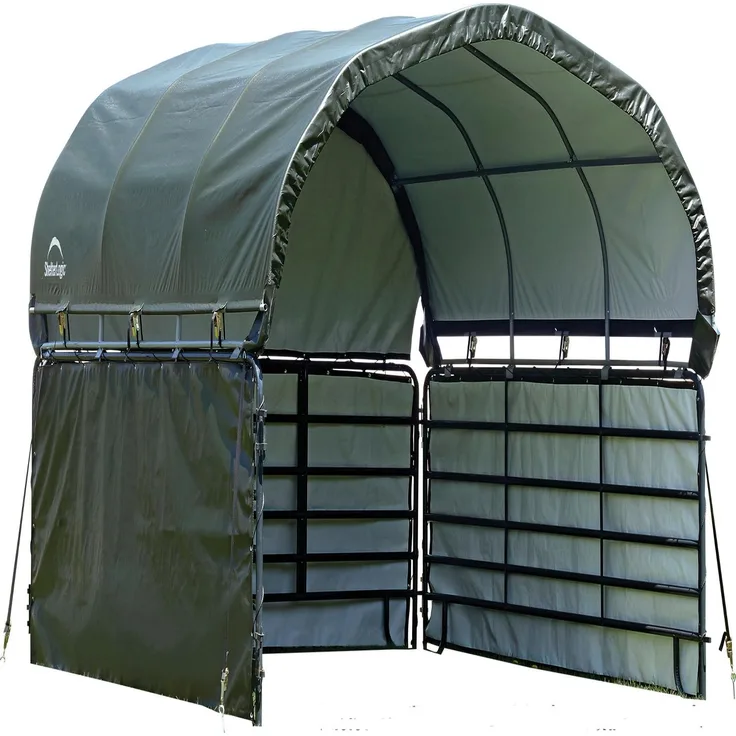 ShelterLogic Weidezelt, Weideunterstand mit Seitenverkleidung 370 x 370 x 170 cm, grün, 370 x 370 x 170 cm (L x B x H),ohne Stahlgestell