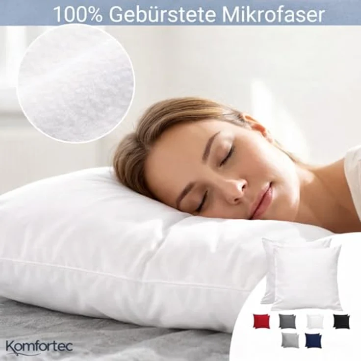 Komfortec Kissenbezug 80x80 cm 2er Set aus Gebürstet Mikrofaser mit Reißverschluss, Atmungskativ und Weich – Weiß – Bild 5