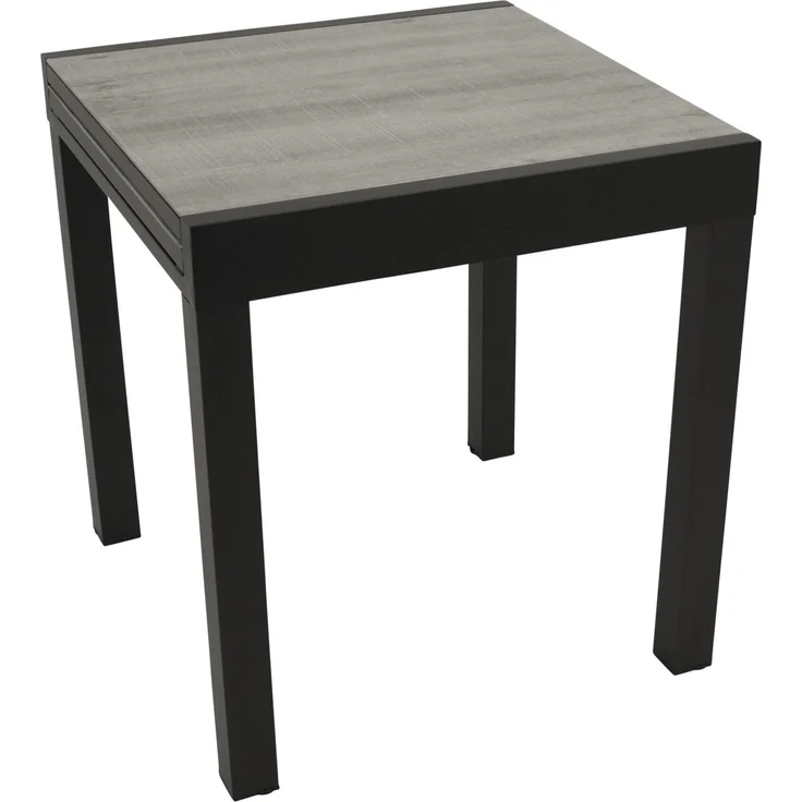 DEGAMO FARO Balkon-Ausziehtisch, Alu + Keramikoptik, anthrazit/hellgrau, 70/140x70cm – Bild 2